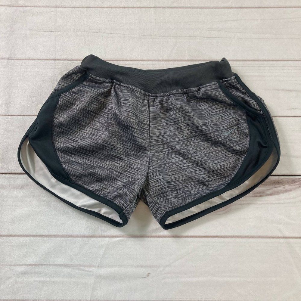Nike Kids Gray Striped Elastic Waistband Performance Running Shorts Size L